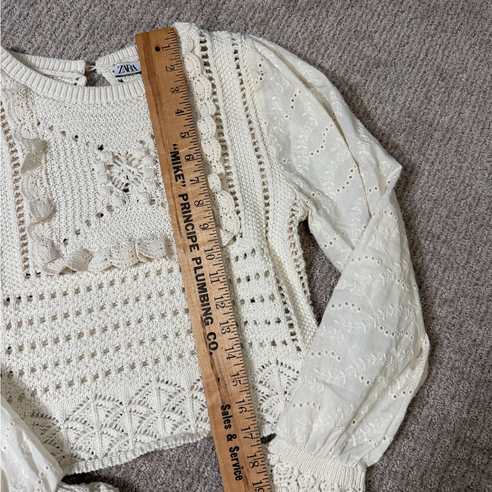 Zara Ivory Crochet Knit Top - Picture 3 of 5